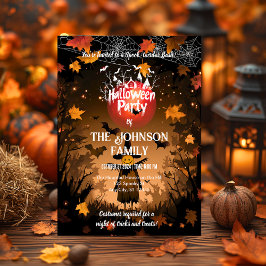 Anpassningsbar Halloween fest med Höst löv och Fla Inbjudningar