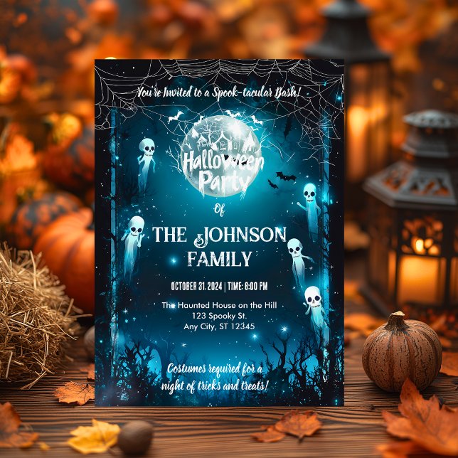 Anpassningsbar Halloween fest med Spöken och Skele Inbjudningar (Skapare uppladdad)