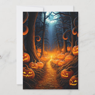 Anpassningsbar Halloween fest Pumpkin Creepy Fores Inbjudningar