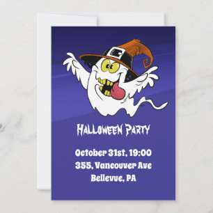 Anpassningsbar Halloween fest roligt spöke tecknad Inbjudningar