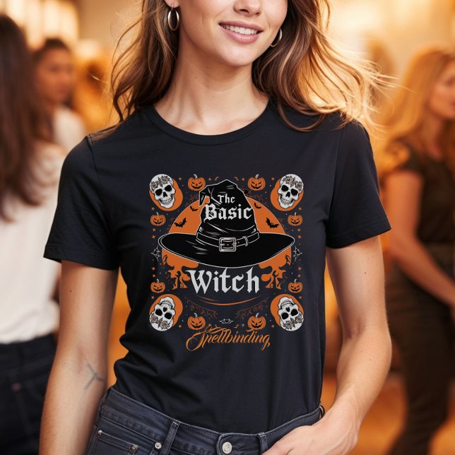 Anpassningsbar Halloween fest Witch Hat Retro Cost T Shirt (Skapare uppladdad)