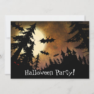 Anpassningsbar Halloween-Fladdermöss, Spooky Castl Inbjudningar