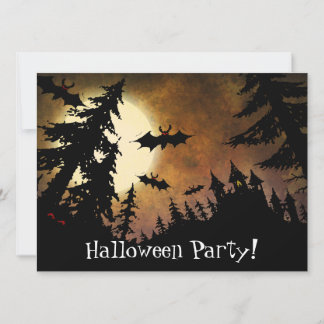 Anpassningsbar Halloween-Fladdermöss, Spooky Castl Inbjudningar