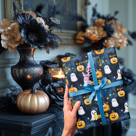 Anpassningsbar Halloween Gift Wrap med Namn och mo Presentpapper
