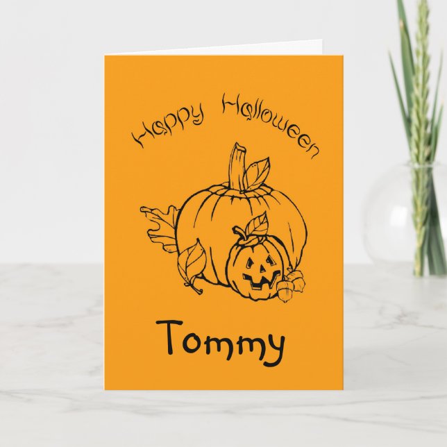 Anpassningsbar Halloween-kort med pumpor Kort (Framsida)