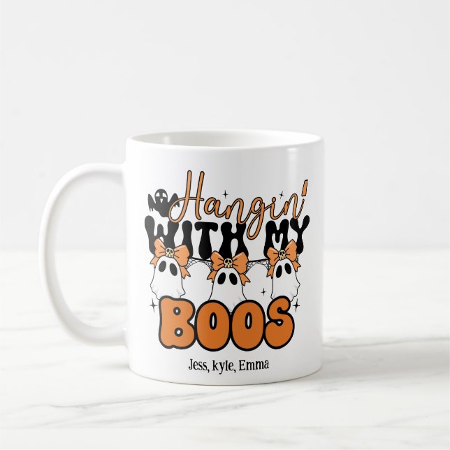 Anpassningsbar Halloween Mamma Hangin med min Boos Kaffemugg (Vänster)