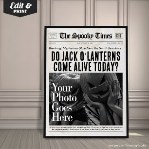Anpassningsbar Halloween Newspaper Wall Art Jack O Poster