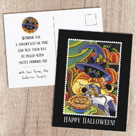 Anpassningsbar Halloween Paj Witch Black Cat Mouse Vykort