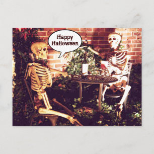 Anpassningsbar Halloween Skeletons-parkeringskort Helg Vykort