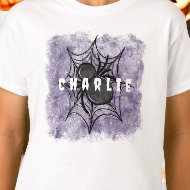 Anpassningsbar Halloween Spooky Black Spider i Web T Shirt (Skapare uppladdad)