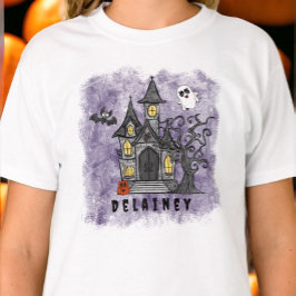 Anpassningsbar Halloween Spooky Cute Haunted House T Shirt