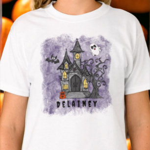 Anpassningsbar Halloween Spooky Cute Haunted House T Shirt