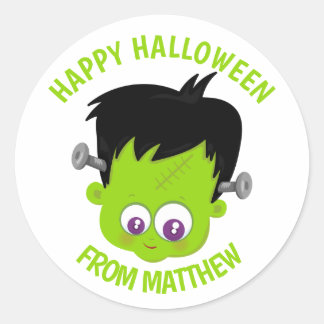 Anpassningsbar Halloween Sticker - Frankenstein Runt Klistermärke