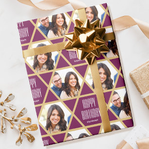 Anpassningsbar Hälsning Namn & Photos Star Mönster Presentpapper