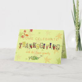 Anpassningsbar Hand-färgad Thanksgiving Firande Inbjudan
