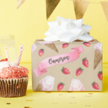 Anpassningsbar Hand-Illustrated Strawberry Ice Cre