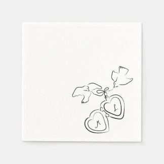 Anpassningsbar Hand plockade Bröllop Sketch Cockta Pappersservett