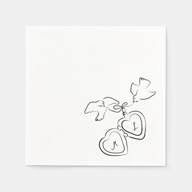 Anpassningsbar Hand plockade Bröllop Sketch Cockta Pappersservett (Framsidan)