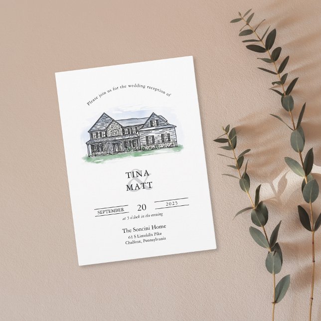 Anpassningsbar Hand plockade Illustration Bröllop Inbjudningar (Skapare uppladdad)