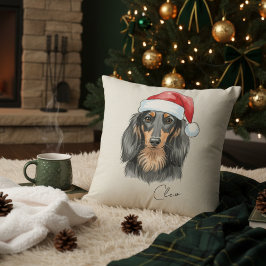 Anpassningsbar Hand plockade jul Dachshund Porträt Kudde
