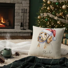 Anpassningsbar Hand plockade jul Golden Doodle Por Kudde
