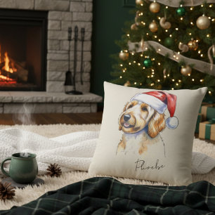 Anpassningsbar Hand plockade jul Golden Doodle Por Kudde