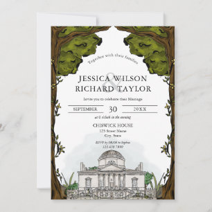 Anpassningsbar Hand plockade Venue Illustration Br Inbjudningar