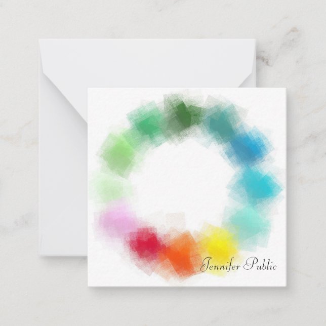 Anpassningsbar Hand Script Namn Text Colorful Temp Anteckningskort (Framsida)