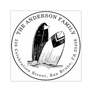 Anpassningsbar Handdragen surfboard Runda Returadr Stämpel