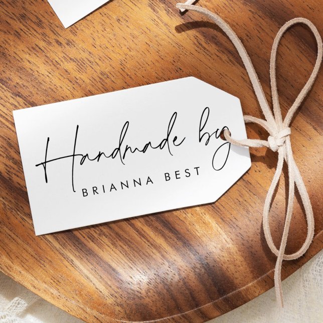 Anpassningsbar "Handgjord av" Modern Minimalistisk Stämpel (Skapare uppladdad)