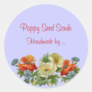 Anpassningsbar Handmade Soap Poppy och Cornblommor Runt Klistermärke