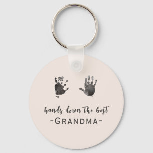 Anpassningsbar Handprint Best Grandma Nyckelring