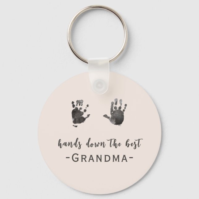 Anpassningsbar Handprint Best Grandma Nyckelring (Framsida)