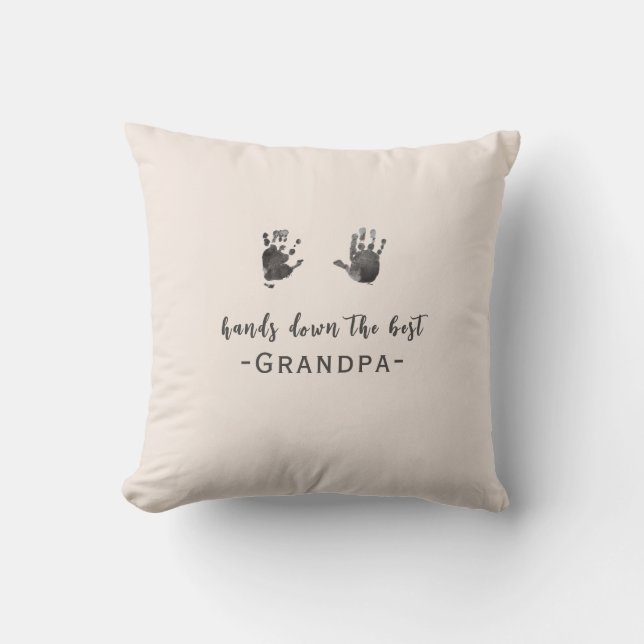 Anpassningsbar Handprint Best Grandpa Kudde (Framsida)