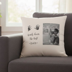 Anpassningsbar Handprint Best Pappa Photo Kudde
