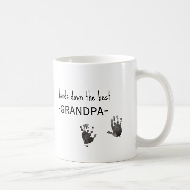 Anpassningsbar Handprint Photo Best Grandpa Kaffemugg (Höger)