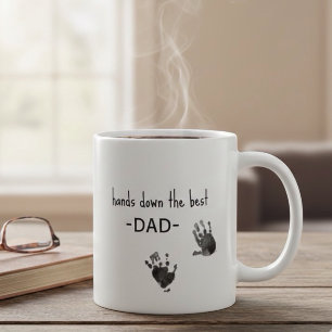 Anpassningsbar Handprint Photo Best Pappa Kaffemugg