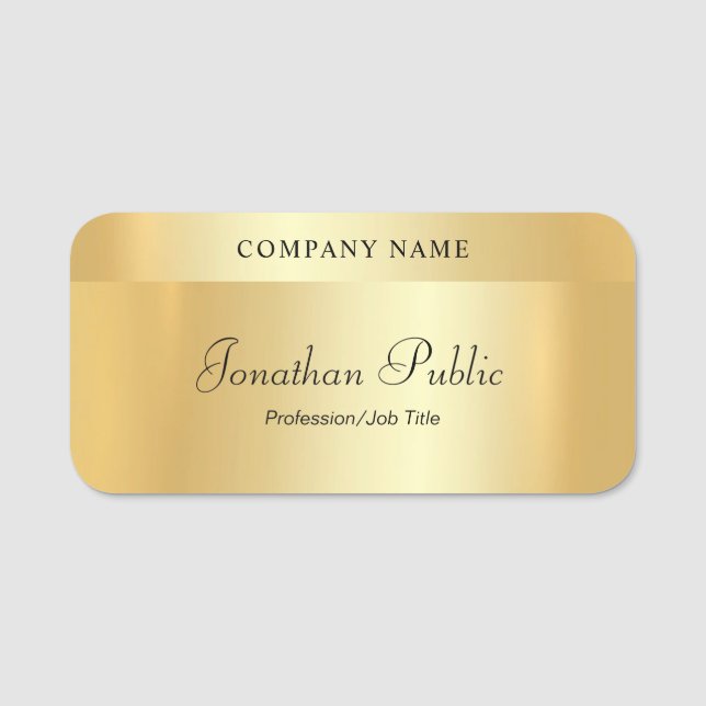 Anpassningsbar Handskrift Elegant Glamor Guld Namnbricka (Framsida)