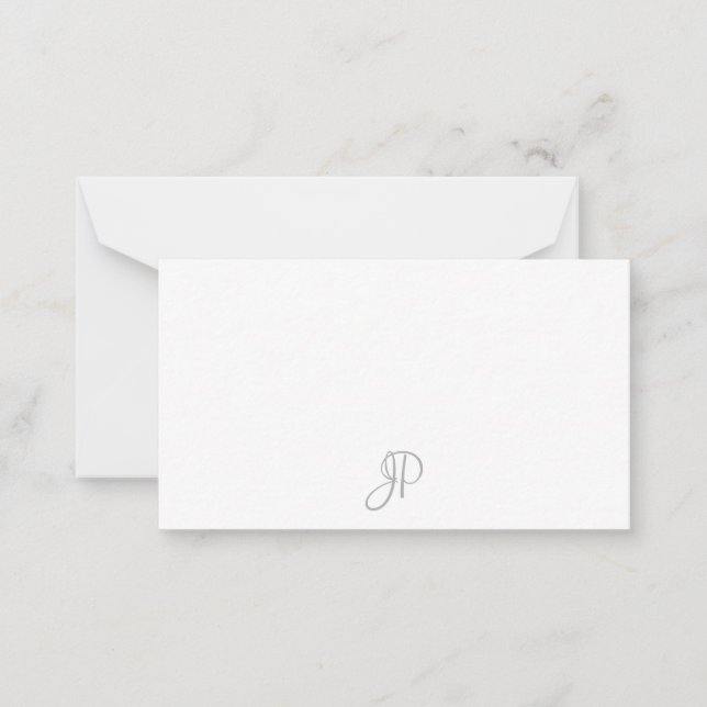 Anpassningsbar handskriven monogrammad minimalisti anteckningskort (Framsida)