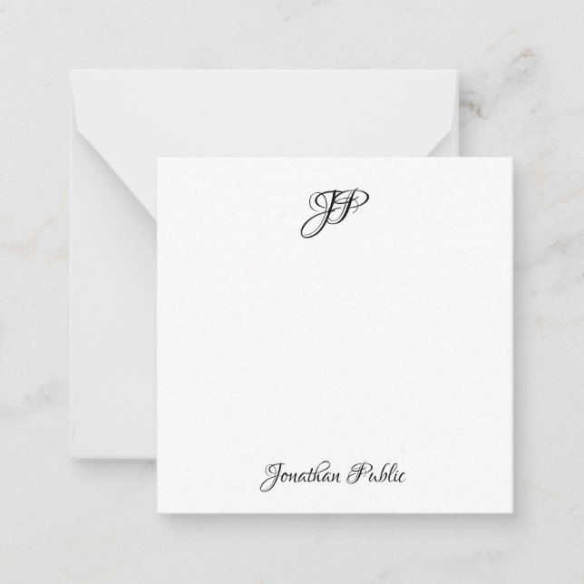 Anpassningsbar Handskrivet skript Monogram Enkelt  Anteckningskort (Framsida)