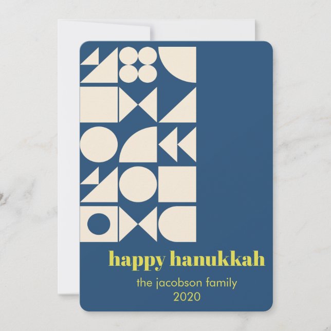 Anpassningsbar Hanukkah Blue Geometric Modern Uniq Julkort (Framsida)
