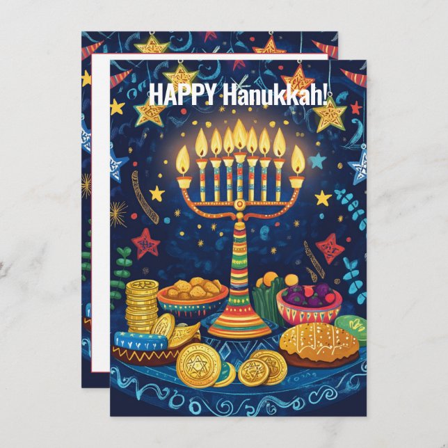 Anpassningsbar: Hanukkah Harmony Julkort (Fram/baksida)