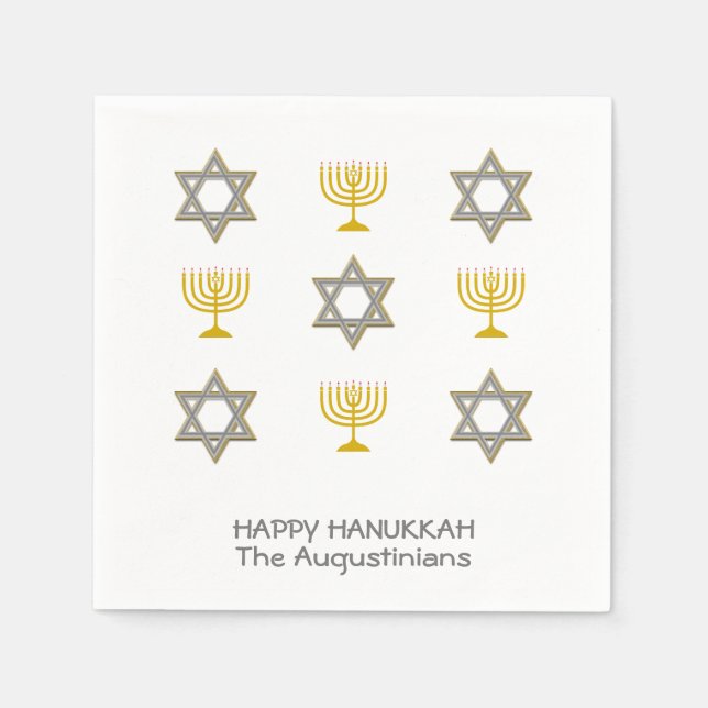 Anpassningsbar Hanukkah Papper Pappersservett (Framsidan)
