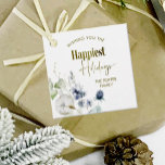 Anpassningsbar Happest Helgdagar, Winter Greenery  Gåvor Etiketter<br><div class="desc">Vackra helgdag i anpassningsbar med märkrn "Wishing you the Happiest Helgdagars" i faux guld foil och delikata vintrar med vinter i vattenfärg, gröna detaljer i blått och grönt. Möjlighet att lägga till ditt/dina namn. Förmåga att byta fras till "Cheers to the best helgdagars". En del av vår "Happiest Helgdagars Winter...</div>
