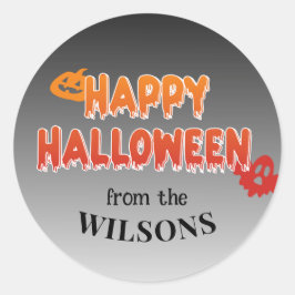 Anpassningsbar Happy halloween-etikett: Lägg till Runt Klistermärke