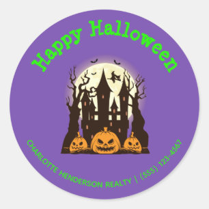 Anpassningsbar Happy halloween Haunted House Runt Klistermärke