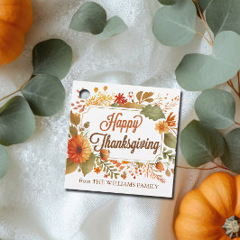 Anpassningsbar Happy thanksgiving Fallblommor Part Gåvor Etiketter