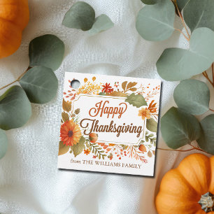 Anpassningsbar Happy thanksgiving Fallblommor Part Gåvor Etiketter