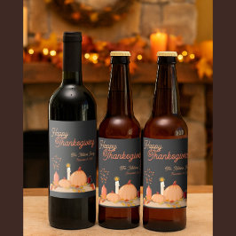 Anpassningsbar Happy thanksgiving Flaska Vinflaska Etikett