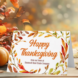 Anpassningsbar Happy thanksgiving Höst löv Company Kort